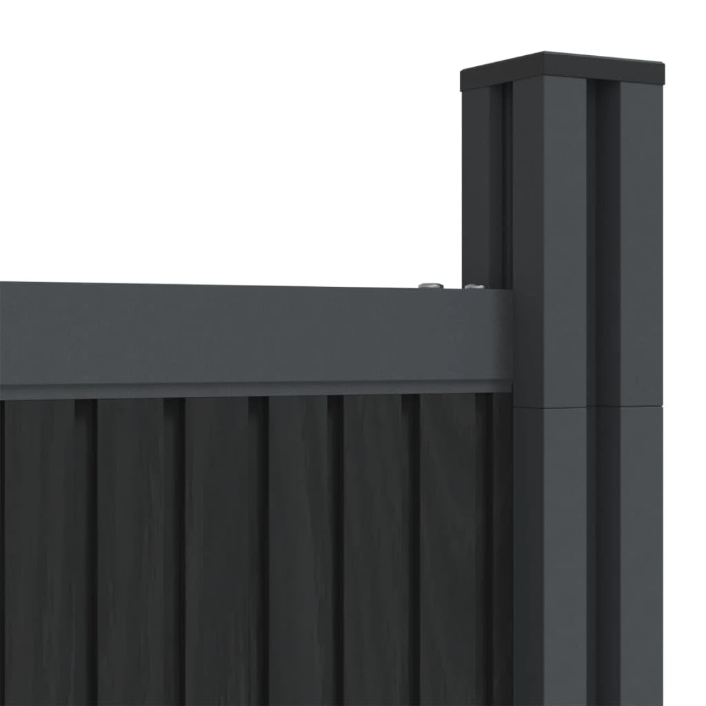 Panel de valla gris 872 x 186 cm WPC, juego de paneles para valla de jardín, material WPC robusto y duradero, sistema modular con opciones de montaje flexibles, componentes de aluminio y acero
