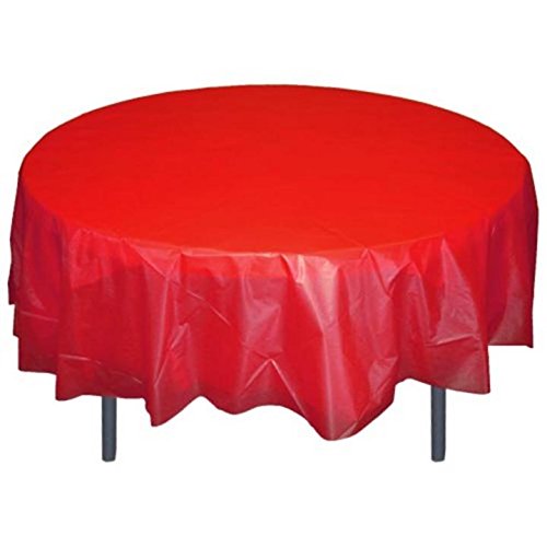 Mountclear Disposable Plastic Tablecloths For Parties [Pack Of 12] 84” Round Table Cover For Indoor & Outdoor Tables- Waterproof Tablecloth For Birthdays, Weddings, Parties [Red] #TOP7