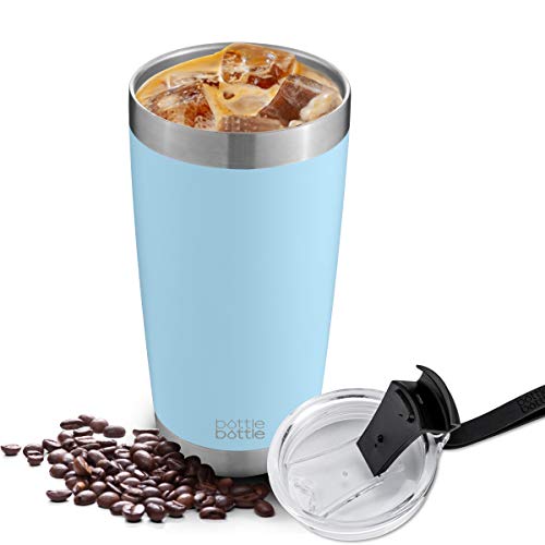 BTTLE Tazza da Viaggio isolata con Coperchio e Maniglia, 591ml / 20oz, Bicchiere in Acciaio Inossidabile per Acqua Calda (Blu rinfrescante)