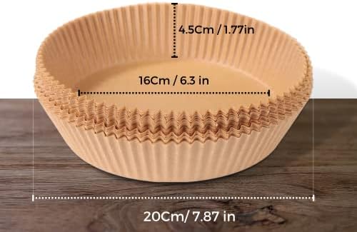 XADIBH Air Fryer Liners- Air Fryer Disposable Paper Liner, Non-Stick Basket Liners, Baking Paper for Air Fryer, Parchment Air Fryer Basket, Water-Proof Air Fryer Liners for Baking (50PCS-6.3INCH)