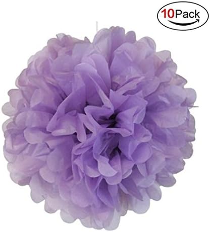 LOOTO 10pcs Crafts Pom Poms/ Tissue Paper Flowers (Light purple)