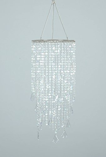Flavorthings 2 Tiers Sparkling Iridescent Acrylic Beaded Hanging Chandelier Light Fixture W8.5 X H20 Great Idea For Wedding Chandeliers Centerpieces Decorations And Any Event Party Home Decor #TOP3