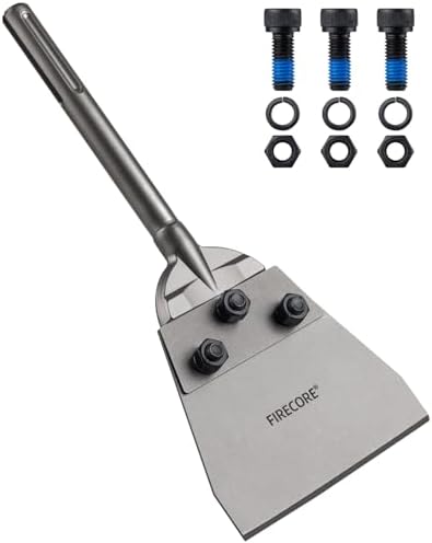 Firecore Bodenschaber SDS Max 320mm × 140mm, Spachtelmeißel für Böden, Linoleum, Vinylboden und Betonmörtel - Kleberentferner für Hammerbohrer, Dünnbettschaber FS2055125