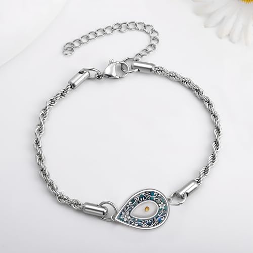 URONE Mustard Seed Bracelet Sterling Silver Mustard Seed Faith Flower/Filigree Pendant Bracelet Christian Jewelry Gifts for Women3