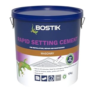 Bostik Rapid Setting Cement 10kg - Fast-Setting 20 Minute Waterproof Repair Mortar - Ready Mixed, Just Add Water - Strong & Durable - For Drain Repairs & Concrete Fixing - Indoor & Outdoor Use