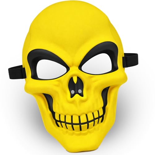 Primary Shipments Yellow Skeleton Skull Mask for Cosplay & Costume – Universal Fit