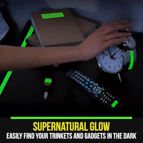 Image of Lockport Glow in The Dark Tape - 30 Ft x 1 Inch - Bright, Rechargeable, & Long-Lasting Fluorescent Tape - Luminous Tape for Halloween, Night Decorations, Outdoor Sports and Home Marking