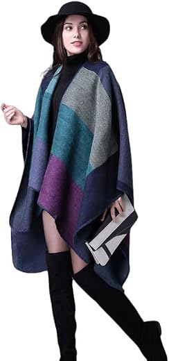 Frackson Women's Warm Winter Woolen Knitted Shawl Ruana Wraps Wrap Cape Winter Sweaters Open Front Poncho cape Open Coat f...