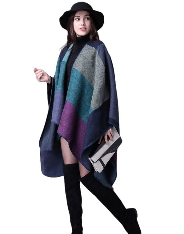 Frackson Women's Warm Winter Woolen Knitted Shawl Ruana Wraps Wrap Cape Winter Sweaters Open Front Poncho cape Open Coat f...