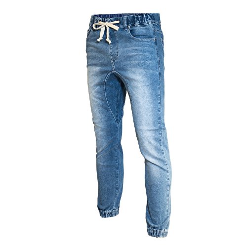 Minimal Clothing Men's Trendy Harem Twill Slim Fit Jogger Pants, Dc-washed Light Indigo, Large2