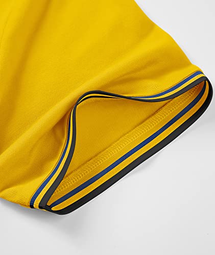 Scodi Men's Short Sleeve Polo Shirt Breathable Athletic Golf Shirt Tennis Casual T-Shirt 110-Golden Yellow-M #TOP4
