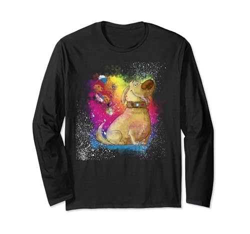 T-shirt manches longues Disney Up Dug portrait aquarelle cadeau pour fan