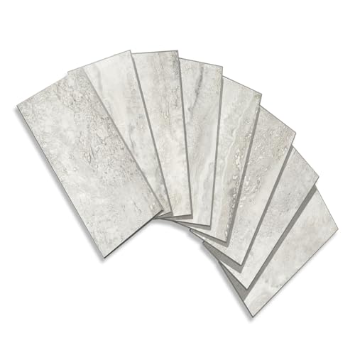 Vamos Tile 4-Piece Matt Beige Mixed Grey Slate Peel and Stick Backsplash Seamless Tile,3''x6'' PVC Subway Tile,Stick on Backsplash for Kitchen/Bathroom/Laundry Room