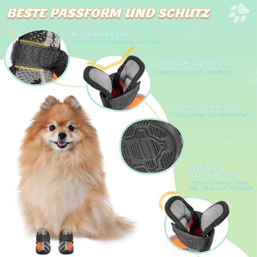 SlowTon Hundeschuhe mit Rutschfester Sohle, 2 Stück atmungsaktive Hundeschuhe, Hundeschuhe Pfotenschutz für heißen Asphalt im Sommer, Hundeschuhe für kleine Hunde