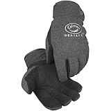 Caiman Deerskin Leather Palm Winter Work Gloves, Fleece Back, Heatrac Insulation, Touchscreen Compatible, Black, X-Large (2396-6)