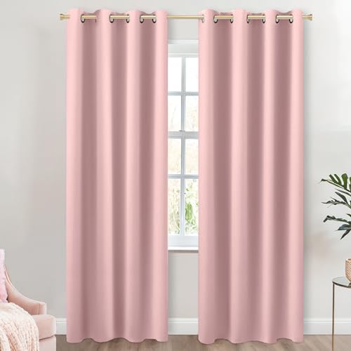 Image of KOUFALL 52x96 Inches Long Dusty Pink Blackout Curtains for Living Room