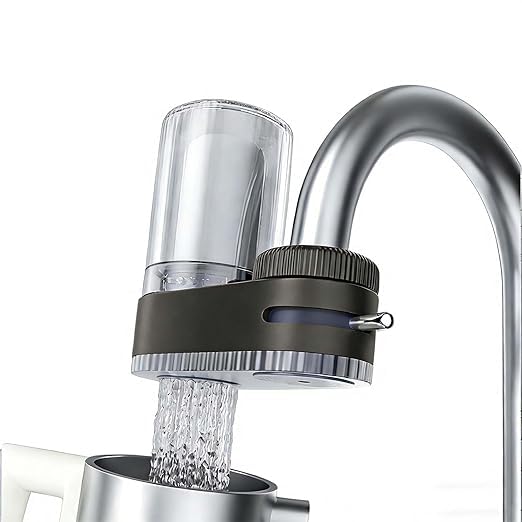 Vertical Faucet Mount Water Filter, Faucet-Mounted Water Filters for Tap, 0.2μm Precision Filtration Lead-Reducing Filter, Dual-Mode Outlet, Zero Waste Water, Easy Install Sink Water Filter