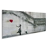 islandburner Wandbild auf Leinwand Mädchen mit Herzluftballon und Hoffnungsspruch - Panorama ...
