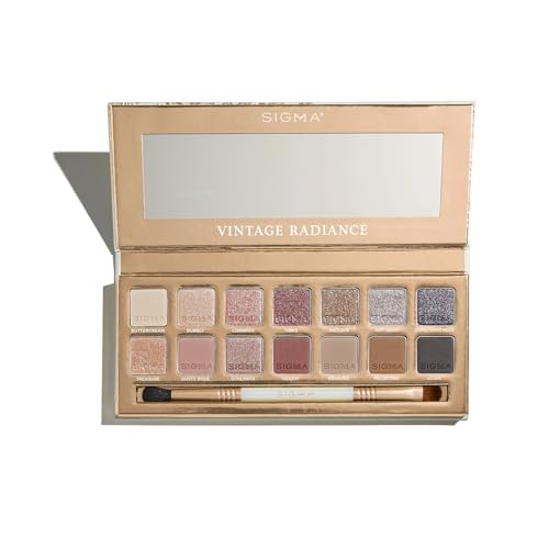 Sigma Beauty Vintage Radiance Highly Pigmented Eyeshadow Palette – Colorful Eye Shadow Palette with Matte, Shimmer & Metallic Shades, Professional Eye Makeup kit for Blending & Bold Looks