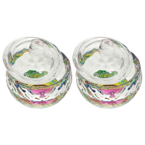 Copa de cristal para arte de uñas con tapa, 2 piezas miniatura 1
