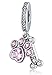 Dog Paw Charm for Pandora Charms Bracelet Pink Enamel CZ Paved Bead Charms Birthday Jewelry Gifts