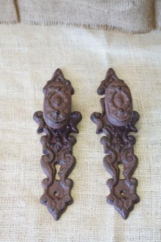 Vintage 2 Cast Iron Large Antique Style Fancy Barn Handle Gate Pull Shed Door Handles Wall décor