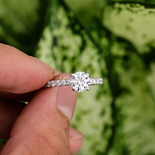1ct 6.5mm 10K 14K 18K Gold Moissanite Engagement Wedding Ring for Women Classic 4-Prong Simulated Diamond Promise Bridal Ring Size 4-123