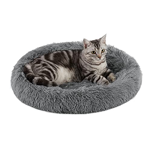 Best Friends by Sheri Calming Oval Cat Bed Pad, Shag, Grey Faux Fur, 21