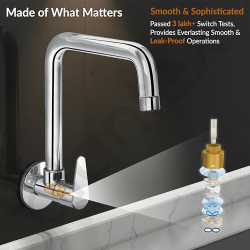 Image of Plantex 360 Rotating Kitchen Sink Tap for Kitchen Basin /Wall Mounted Kitchen Sink Tap Faucet /Water Tap for Kitchen Sink & Wash Basin /Mirror Chrome Finish (DOL-4300) - 7-Year Warranty
