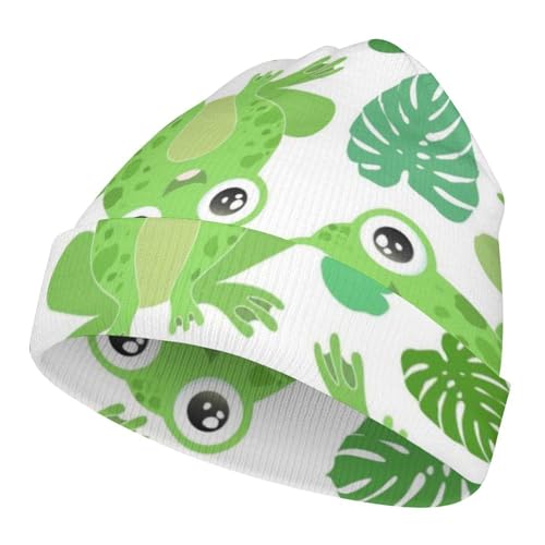 Cute Frog Pattern Kids Beanie Hat for for Girls Boys Children Cap Winter Knitted Chemo Cancer Headwear Accessories Gifts Decoration Black