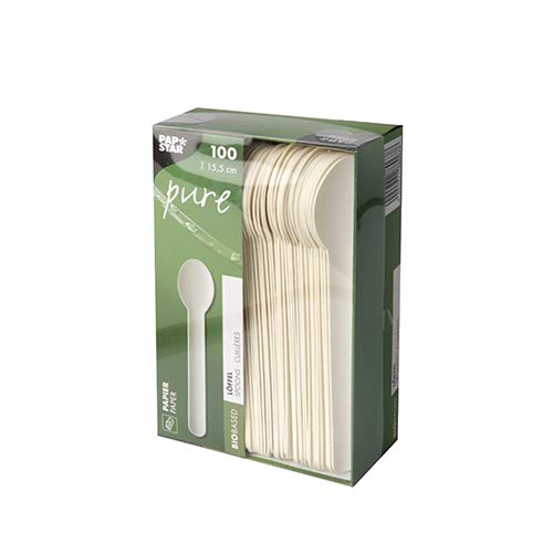 Papstar Löffel, Papier "pure" 15,5 cm weiss 88067 Papierlöffel Einweglöffel, 1000 Stück