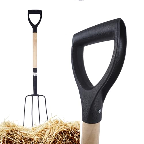 Bauster® 4-Zinken-Gabel kurz mit Stiel – 101 cm – Kompakte Mistgabel/Gartengabel für Enge Bereiche & Stallarbeit