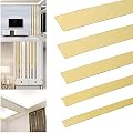 Copgge Gold Metalized Wall Trim Molding 201 Stainless Steel Self Adhesive Peel and Stick Wall Trim Metalized Mirror-Like Finish for Wall Ceiling Floor Cabinet Tile Edge Moulding, 16.4ftx1.57 in