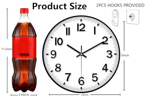 Image of Modern Wall Clock, 10 Inch Digital Wall Clocks Battery Operated, Round Non Ticking Silent Analog Clock for Bedroom Living Room Kitchen Office Gym Classroom Decor,Black Battery Clock
