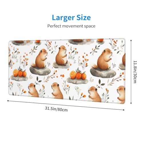 Tapis de souris de jeu XXL cochon d'Inde pour un bureau fleuri et ordonné