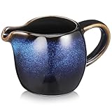 ADOCARN Jarra de Leche Pequeña de Cerámica con Asa y Vertedor, Color Azul Escamas, Dispensador para Café y Salsa, Adecuado para Hogar, Cafetería y Restaurante, Uso en Té y Café