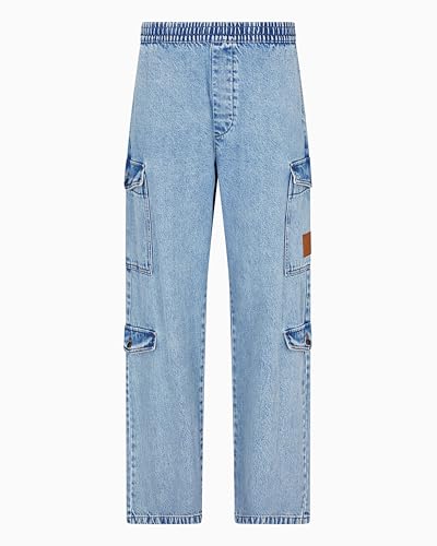 Armani Exchange Men's Denim Cargo Pant with Logo Patch3