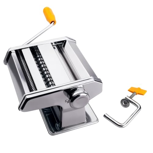 Genérico Máquina de Macarrão Manual em Aço Inox, 3 Tipos de Massa, Cortador de Massa Caseira com Manivela
