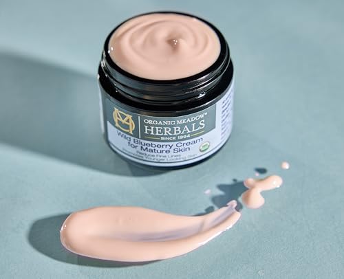 Organic Meadow Herbals Wild Blueberry Cream for Mature Skin (1.6 oz) - USDA Certified Organic. Promotes Younger-Looking Skin - Woman-Owned & Operated Since 1994