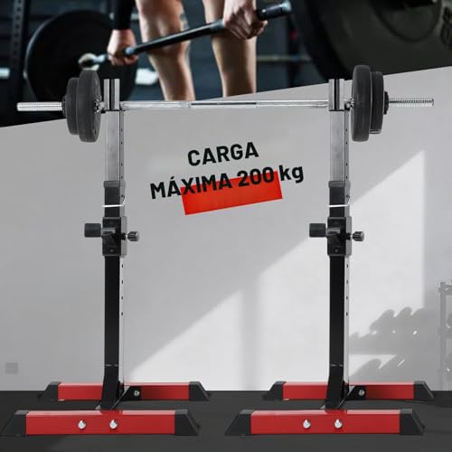 Miniatura 7 de Ise Soporte Barra Pesas Ajustable, Soporte Pesas Barra, Rack Sentadillas Y Press Banca Squat Rack Stand Gym Para Fitness, Soporte Para Pesas De Levantamiento Gimnasio Para Banco De Peso, Máx 200kg