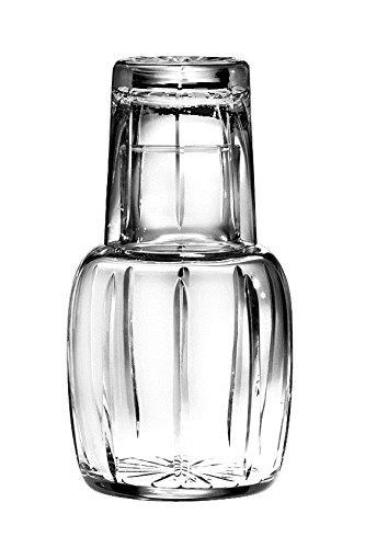 Majestic Gifts Water Set European Handmade Crystal Bedside Night Carafe with Tumbler Glass 25, oz