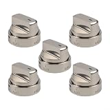 FUANA Ersatz-Set für Ofenknöpfe AEZ73453509, Edelstahl, für Gas- und Elektroherde, einfach zu installieren, hitzebeständige Herdschalter, Silber, 6 x 6 x 5,5 cm, 5 Stück