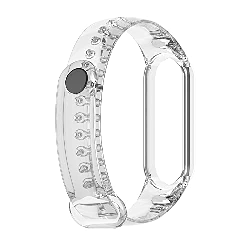 KUTEWEU Smart Watch Strap Compatible for Xiaomi Band 7,Transparent Silicone Wristband Adjustable Replacement Sport Strap,Watch Strap Wristband for Huawei Band 7 Watch Strap Accessories (white)