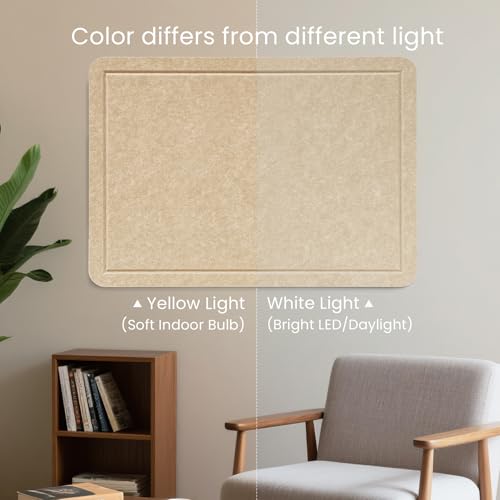 Lightomorrow Bulletin Board, 24 x 18 Inches Cork Board Alternative Decorative Felt Pin Board with Safe Removable Adhesives & 28 Push Pins for Home Office Classroom Walls-Khaki - Image 2