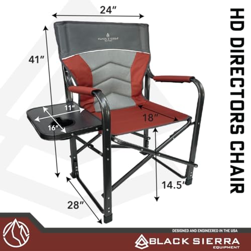 XL Directors Chair with Foldable Side Table, Heavy Duty Camp Chair supports 400 Lbs, Oversize Outdoor Folding Seat with High Back and Padded Armrests for Lawn, Beach, Tailgating, Sports