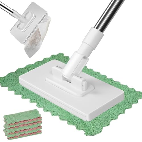 Fregona para Cocina - Paño de Limpieza con 4 Recambios y Desmontable de Sujeción - Pinza Desmontable para Limpieza Multiusos en Cocina Dormitorio Baño y Pelo Mascotas