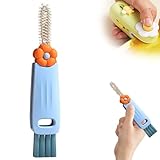 3 in 1 Cup Lid Cleaning Brush, 2025 Multifunctional Bottle Cup Lid Brush Crevice Cleaning Brush, Home Kitchen Crevice Brush Tools, Portable Cleaner Brush for All Kinds of Cups and Bottles (Blue)