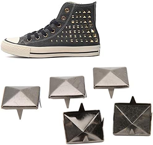 100Pcs 100mm-15mm Four Jaw Rivets Spikes Studs Metal Punk Spikes Spots Square Pyramid Studs for Punk Craft Leather Clothing Shoes Decoration (15mm-Silver)