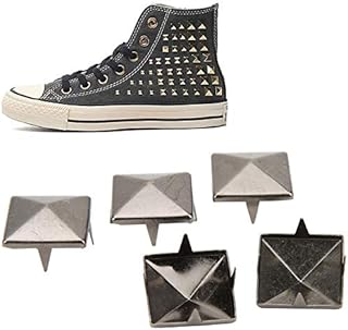 100Pcs 100mm-15mm Four Jaw Rivets Spikes Studs Metal Punk Spikes Spots Square Pyramid Studs for Punk Craft Leather Clothing Shoes Decoration (15mm-Silver)