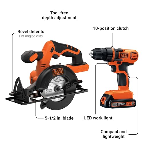 BLACK+DECKER 20V MAX* POWERCONNECT Cordless Drill/Driver + Circular Saw Combo Kit (BD2KITCDDCS) - image 2